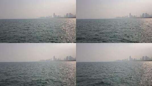 雾气蒙蒙的大海，海滨城市风景高清在线视频素材下载