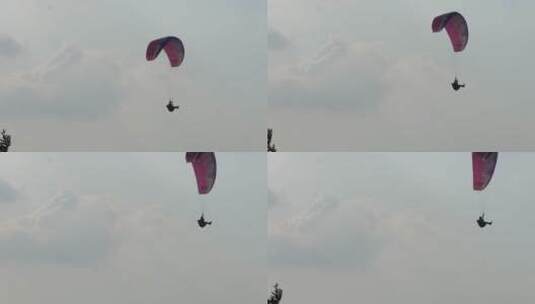 武汉滑翔伞基地地拍一个滑翔伞709高清在线视频素材下载