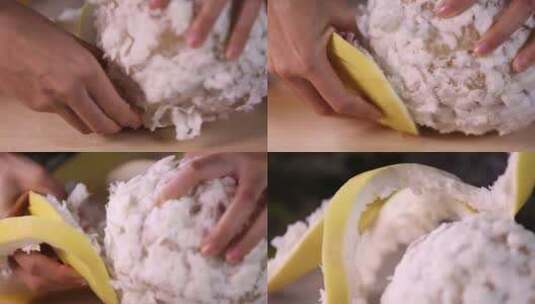 【镜头合集】剥柚子皮的小窍门高清在线视频素材下载