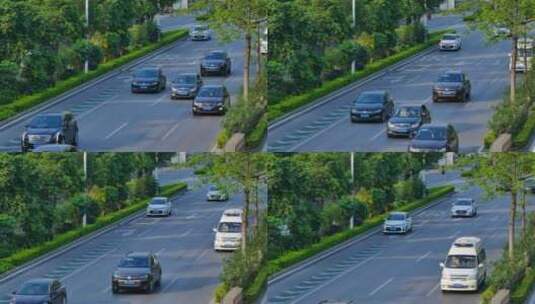 广西南宁竹溪大道来来往往的车流高清在线视频素材下载