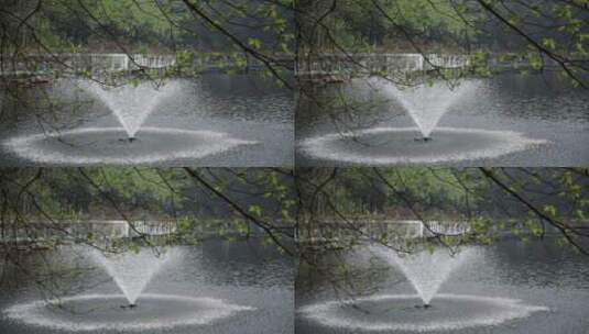 湖面喷泉景观高清在线视频素材下载