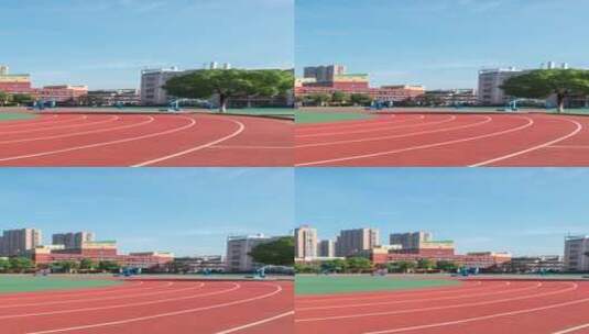 学校校园足球场篮球场户外4k空镜无人高清在线视频素材下载