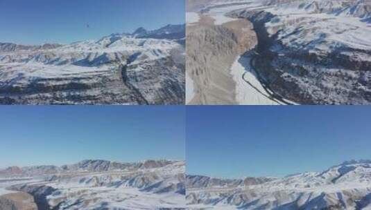 蓝天白云老鹰在雪山上空飞翔高清在线视频素材下载