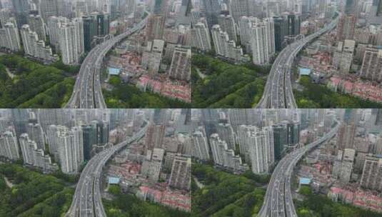城市高架立交桥车流交通枢纽4K航拍高清在线视频素材下载