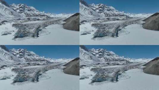 大气震撼航拍冬季来古冰川高清在线视频素材下载