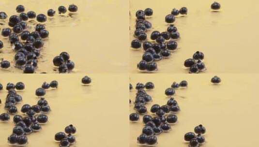 蓝莓对撞水花高清在线视频素材下载