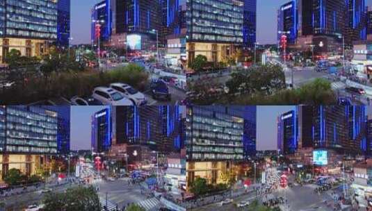 傍晚深圳天安云谷智慧园区现代办公大楼航拍高清在线视频素材下载