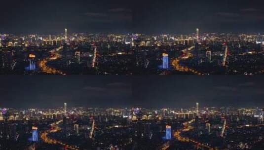昆明碧鸡名城楼顶航拍昆明城市夜景高清在线视频素材下载