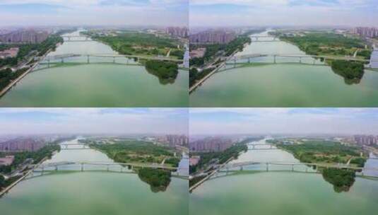 衢州市区衢江网红桥礼贤桥航拍高清在线视频素材下载