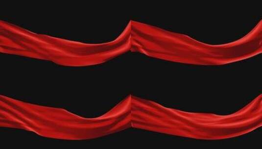 红色丝绸飘带飘动透明背景高清在线视频素材下载