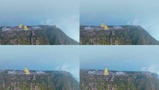 高清航拍四川峨眉山金顶万佛顶山脉高清在线视频素材下载