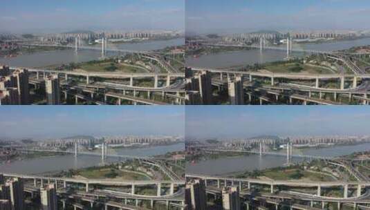 福建省福州市魁浦大桥航拍城市风光高清在线视频素材下载