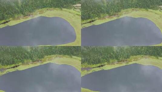 航拍云雾中的嘎朗湖高清在线视频素材下载