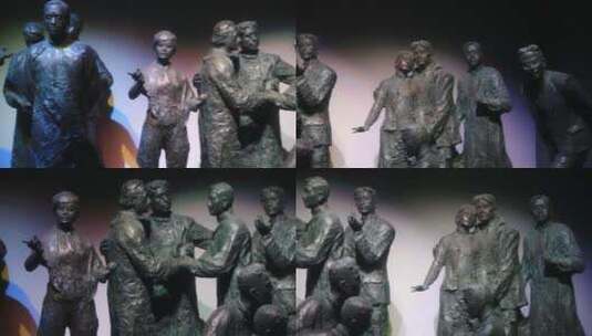 纪念馆先烈雕塑高清在线视频素材下载