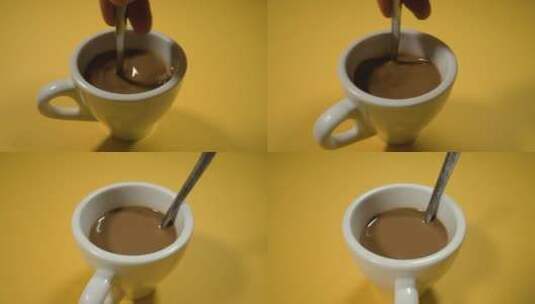 搅拌咖啡 咖啡搅拌 镜头特写高清在线视频素材下载