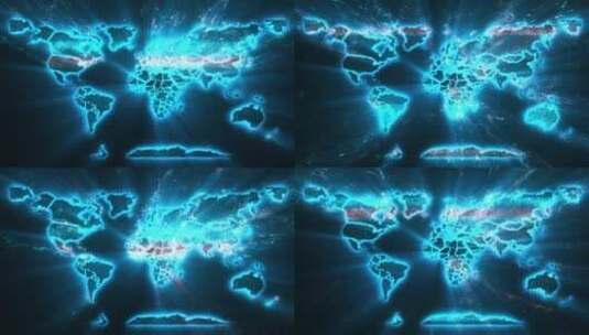 区块链全世界地图大数据科技互联网人工智能高清在线视频素材下载