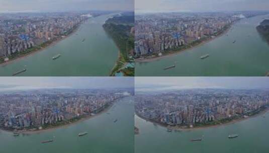 航拍晨雾中的湖北宜昌高清在线视频素材下载