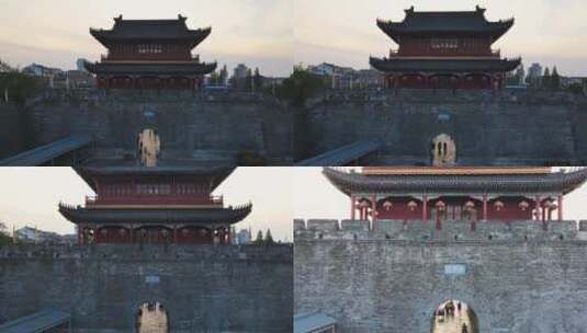 航拍湖北三国历史荆州古城古城门与城墙高清在线视频素材下载