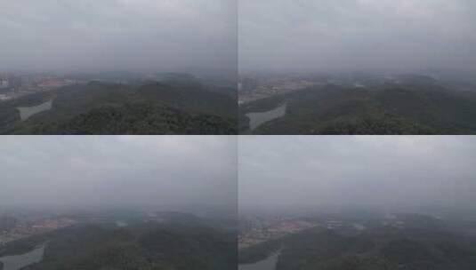 雾霾中的山地航拍高清在线视频素材下载