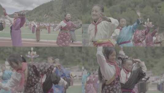 藏族小朋友跳锅庄高清在线视频素材下载