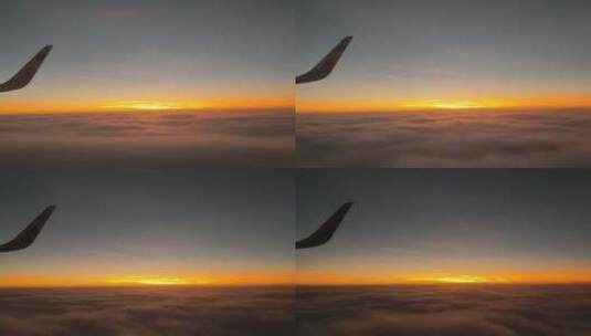 飞机上落日，云海高清在线视频素材下载