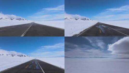 航拍冰雪马路高清在线视频素材下载