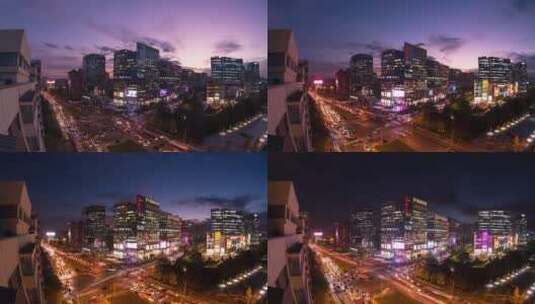 北京商业街 新中关夜景 车流光线延时高清在线视频素材下载