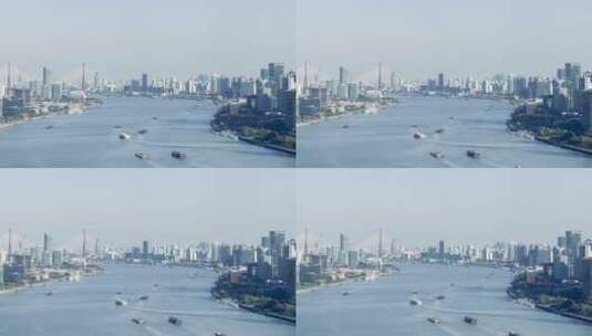 上海黄浦江外滩上的货运货船高清在线视频素材下载
