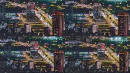 智慧城市夜晚 城市建筑 城市交通 延时拍摄高清在线视频素材下载