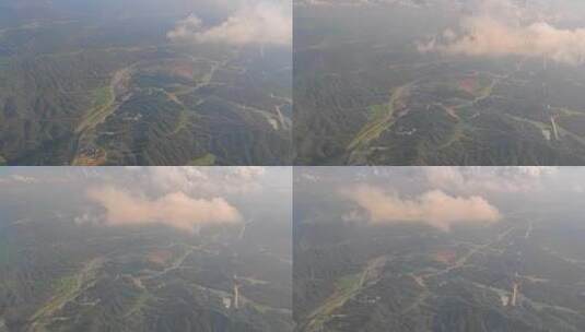 飞机窗外山川陆地河流乡村高清在线视频素材下载