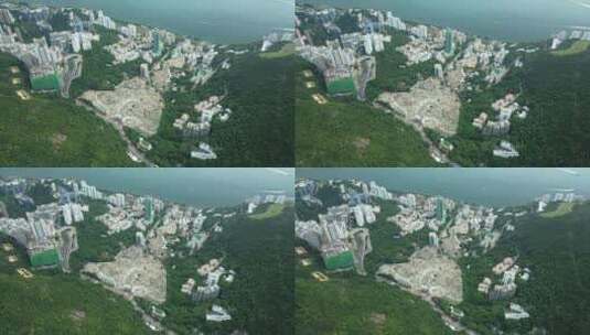 香港城市阿伯丁公墓山交通区位航拍高清在线视频素材下载