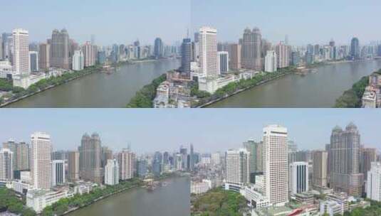 广州珠江边高楼大厦航拍高清在线视频素材下载