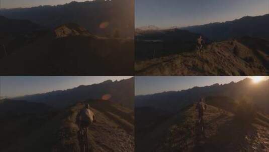 山顶骑自行车极限挑战勇敢无畏高清在线视频素材下载