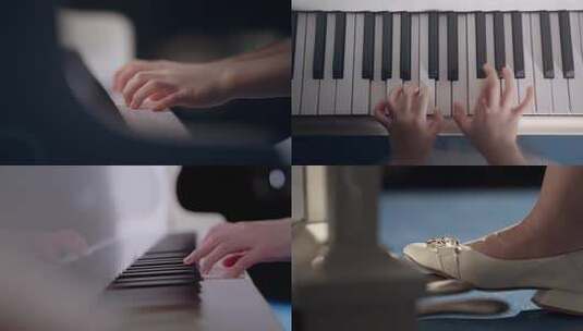 女孩弹钢琴手部特写高清在线视频素材下载