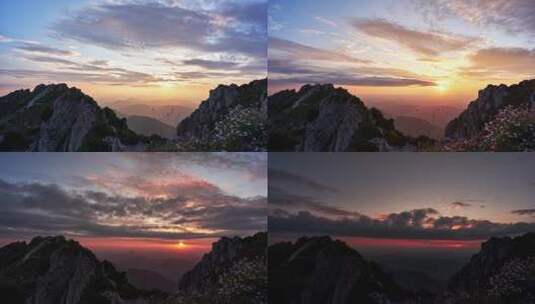 山顶上的日落和彩云高清在线视频素材下载