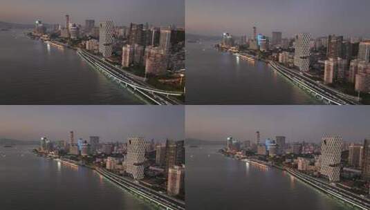 厦门思明区演武大桥地标建筑航拍高清在线视频素材下载