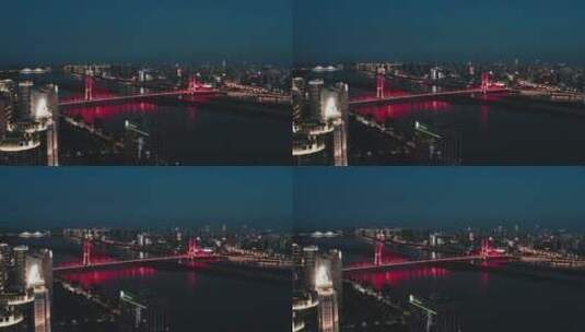 南昌八一大桥夜景航拍素材高清在线视频素材下载