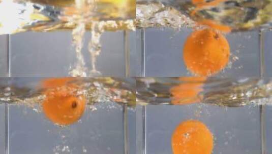 橙子入水白背景高清在线视频素材下载