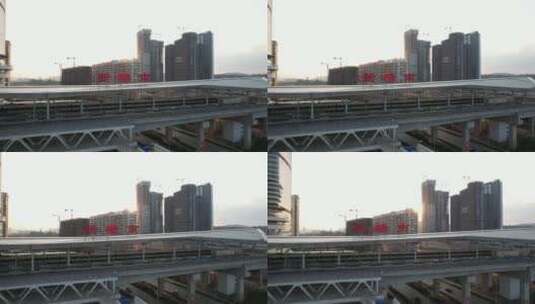 原创广州新塘高铁站4K航拍高清在线视频素材下载