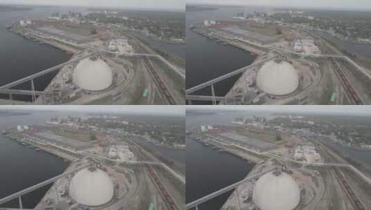 航拍石油港口高清在线视频素材下载
