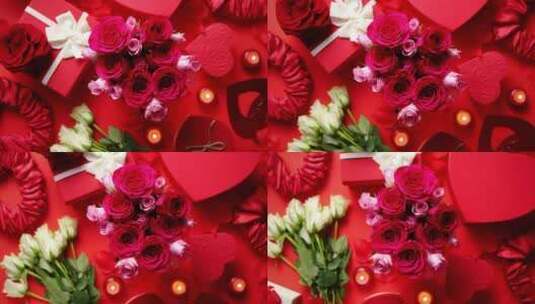 浪漫的玫瑰花和礼物高清在线视频素材下载