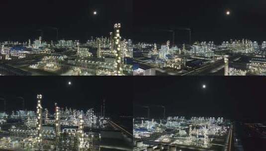 航拍宁夏神华宁煤集团厂区夜景合集4高清在线视频素材下载