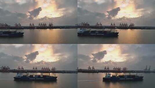 北部湾港钦州港货运码头远洋轮船高清在线视频素材下载