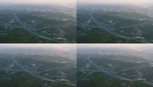 四川省遂西高速双江枢纽立交桥高清在线视频素材下载