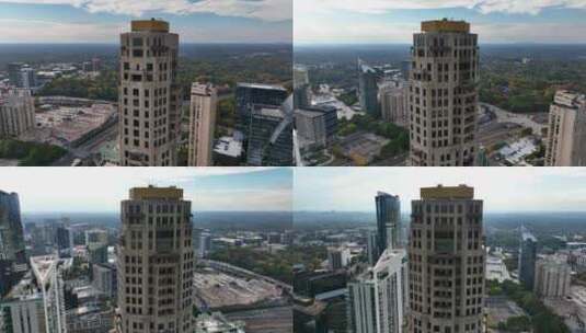 美国城市公寓大楼的空中轨道。白天的高层建筑。高清在线视频素材下载