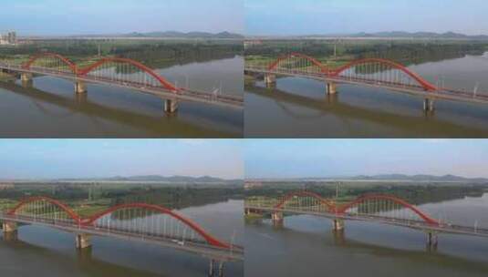 襄阳东津大桥航拍高清在线视频素材下载