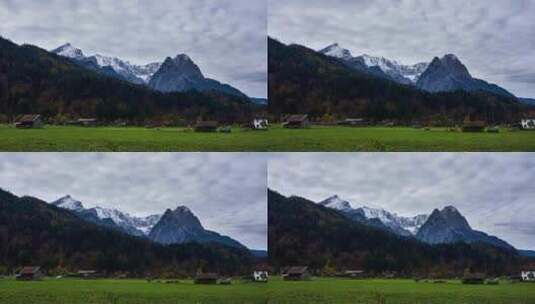 德国最高峰祖格斯皮策秋季从加米施-帕滕基兴的时间流逝高清在线视频素材下载