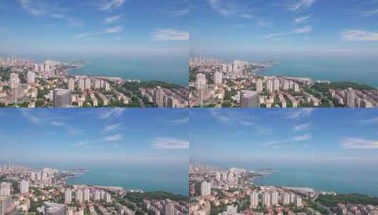 4K  航拍青岛海岸线城市景观高清在线视频素材下载