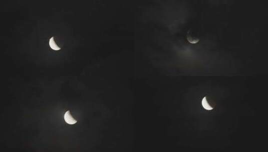 飞机 月亮穿过云层 中秋节团团圆圆素材高清在线视频素材下载