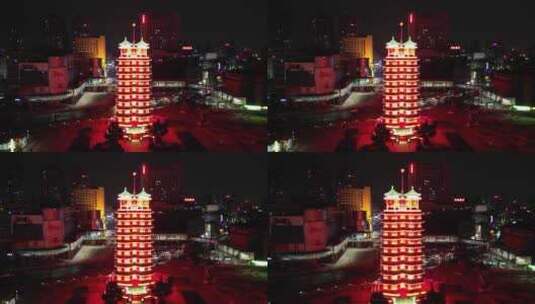 河南郑州二七广场二七塔航拍高清在线视频素材下载